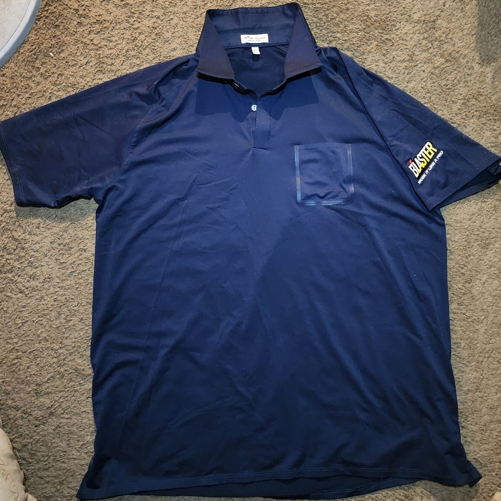 Peter Millar Summer Comfort Collared T Shirt XL Navy Blue Blaster